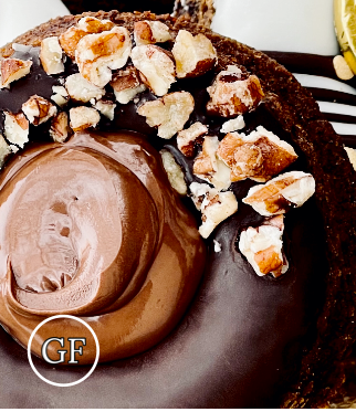 Gluten-free chocolate doughnut with Nutella and chocolate glaze from Mother of Macros Cafe